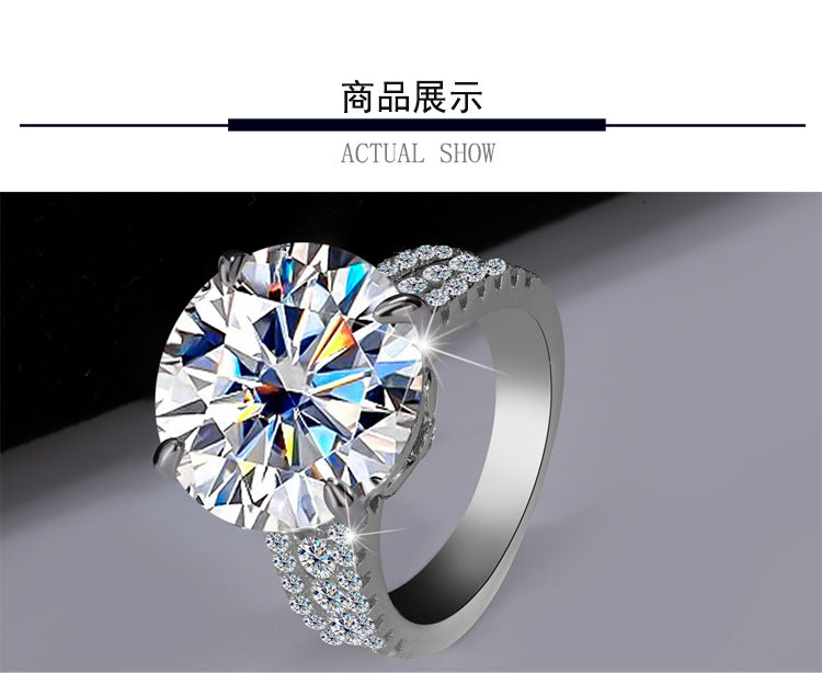 Cross-Border S925Sterling Silver Bow Pigeon Egg10Clamoissanite Ring Luxury Super Flash Women's Ring Factory Wholesale