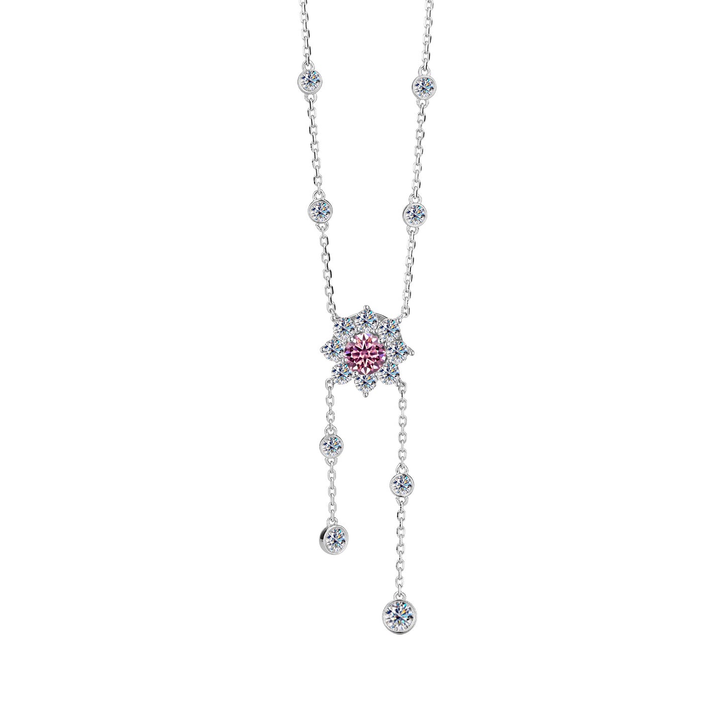 Cross-Border S925Pure Silver Tassel Bubble Rose Necklace for Women, Ultra Luxurious Design, Light Luxury Jewelry, Factory Wholesale