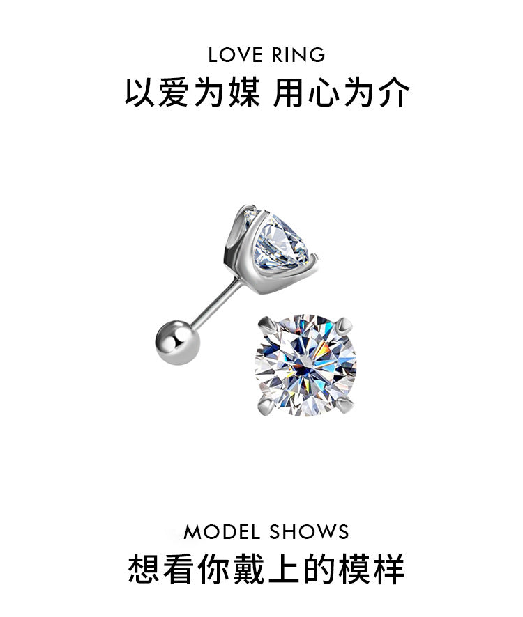 Cross-Border925Silver Moissanite Earrings Four Prong Screw Earrings 50Points1Carat 2Carat Fashion Simple Earrings