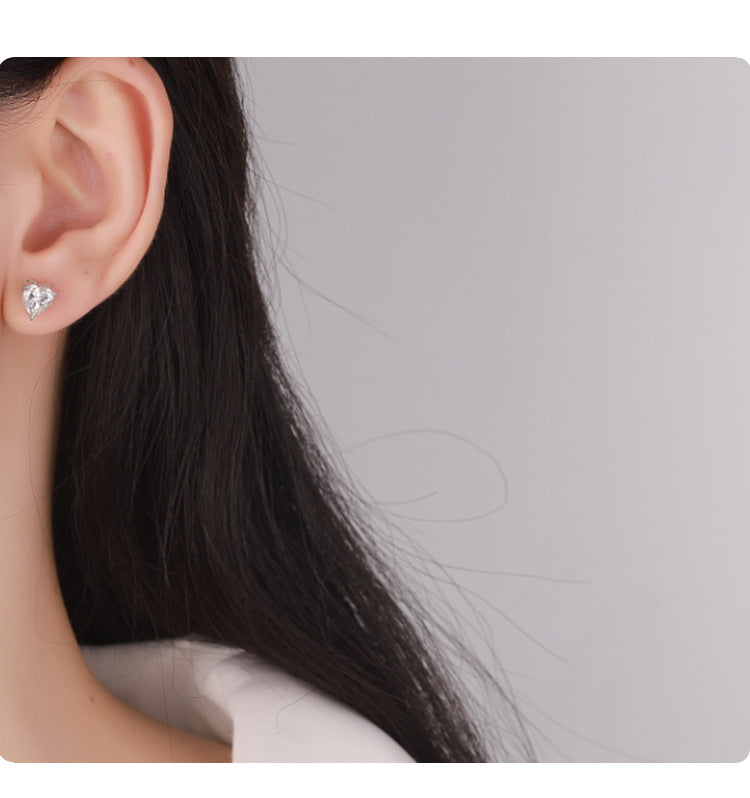 Cross-border hot selling S925Silver Earrings for Women Heart-Shaped Moissanite Simple Earrings Gift for Girlfriend or Best Friend Wholesale from Manufacturer
