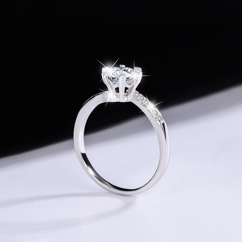 s925Sterling Silver Ring Twisted Arm Snowflake Moissanite High-end Fashion Women's Cross-border E-commerce Diamond Wholesale