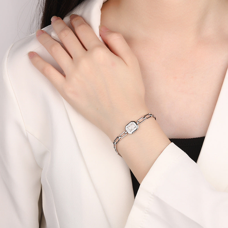 S925Sterling Silver Moissanite Geometric Bracelet 1Carat Irregular Moissanite Bracelet for Women, Light Luxury, Exquisite, Simple, Fashionable