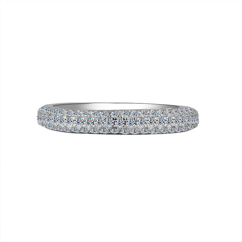 Cross-border hot sale S925Sterling Silver Moissanite Full Diamond Ring Fashionable Elegant Women's Ring Non-Fading Factory Wholesale