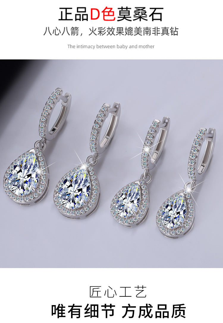 Cross-border wholesale Moissanite Earrings S925Sterling Silver Earrings Classic Premium Water Drop Pear Shape Earrings Moissanite Stud Earrings