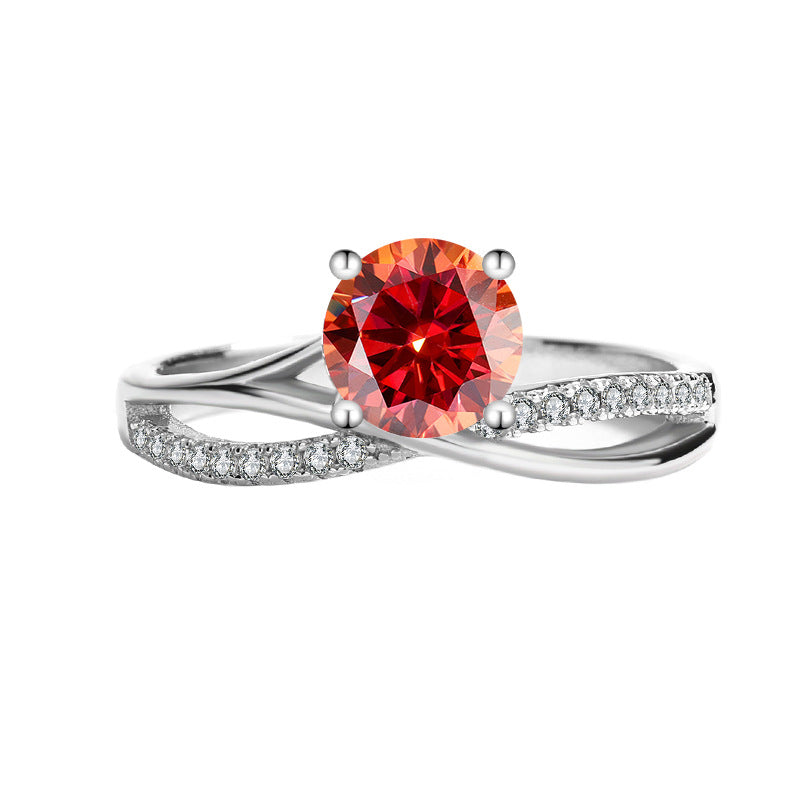 925Sterling Silver D Color Moissanite925Sterling Silver Ring Female Star Galaxy Four-Claw Hot-Selling Classic Wedding Live Streaming Source