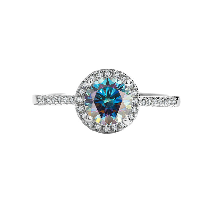 Moissanite ring s925Sterling Silver Ring Kajia One Carat Round Moissanite Wedding Women's Ring Factory Direct Sale