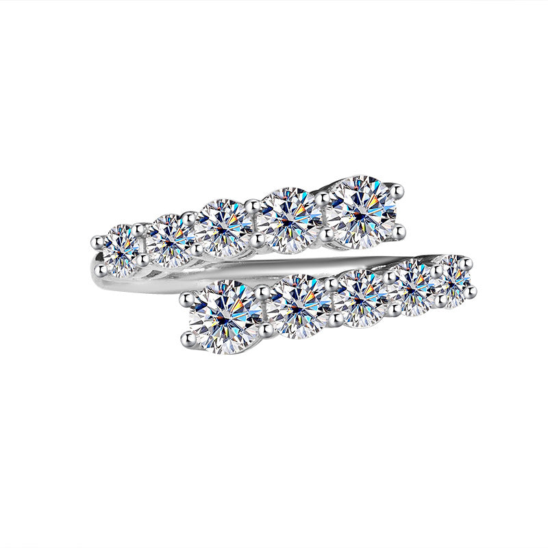 Cross-border new arrival S925Silver Moissanite Starry Sky Shining Night Ring Female fashion Exquisite ins High-end Manufacturer Direct Sale