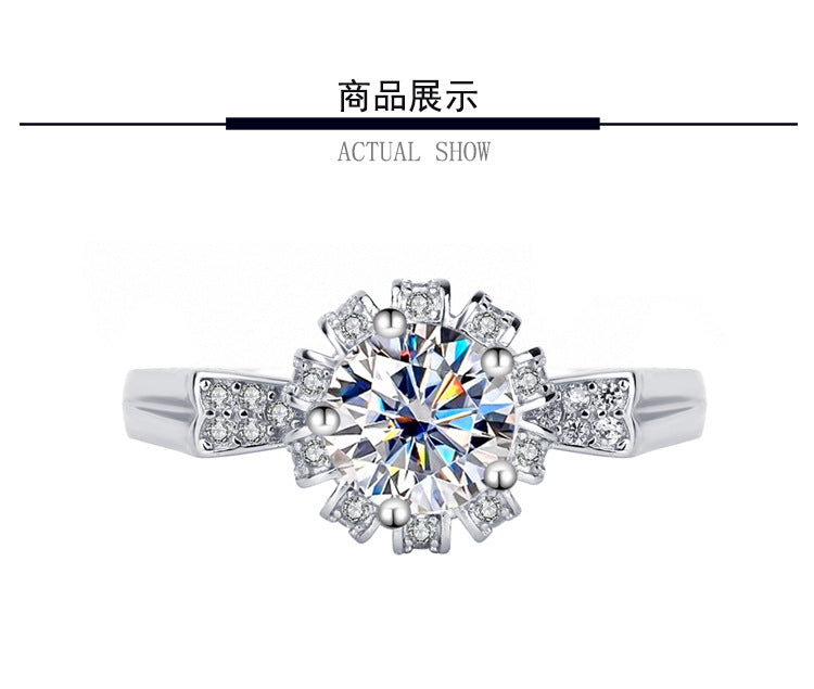Sterling Silver Moissanite Cat Ear Flower Holding Couple Rings Pair Rings Real Diamond Diamond Ring Proposal Wedding Birthday Gift