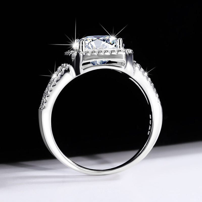 Exclusive for cross-border S925Silver Luxury Square Bag Colorful Moissanite Ring for Women Pure Silver White Gold Diamond Simulated Diamond Wholesale