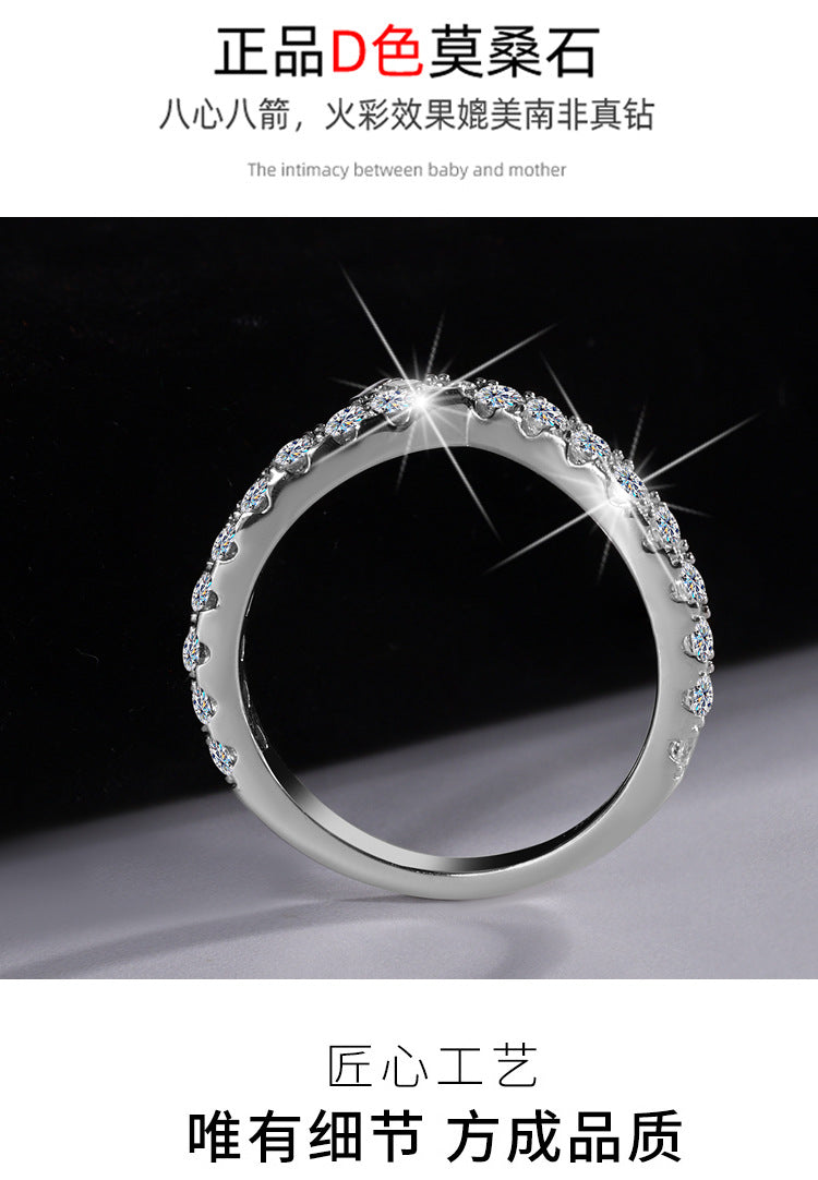 Cross-Border S925Sterling Silver Ring for Women Asymmetric Cross Row Diamond Style High-end Simple Stacking Ring Wholesale