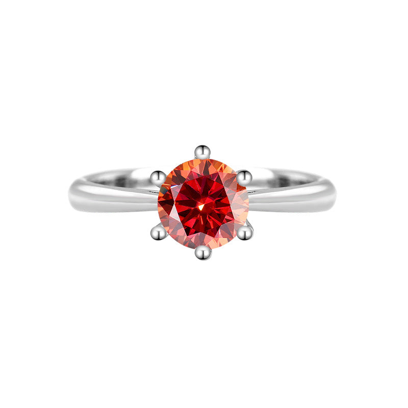 S925Sterling Silver Moissanite Ring Classic Six-Prong Wedding Proposal Ring Moissanite Open Ring for Women Direct from Manufacturer