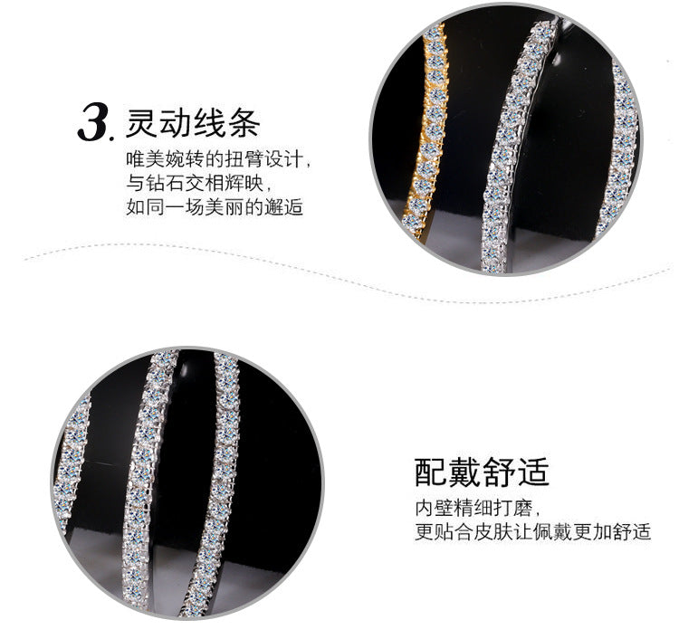 Cross-border European and American Style Large Hoop Earrings S925Sterling Silver Earrings Women's Fashion High-end Moissanite Earrings Factory Wholesale
