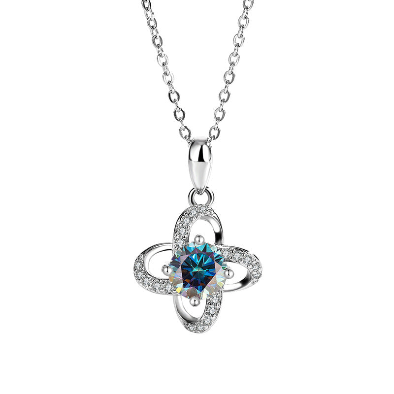 s925Pure Silver Niche Light Luxury Lucky Clover Silver Pendant Moissanite Necklace for Women Classic Fashion Collarbone Chain Wholesale