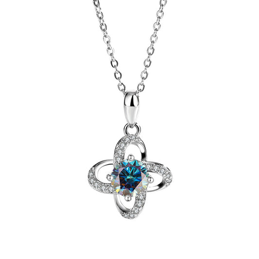 s925Pure Silver Niche Light Luxury Lucky Clover Silver Pendant Moissanite Necklace for Women Classic Fashion Collarbone Chain Wholesale