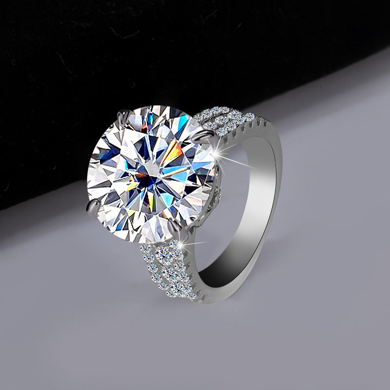Cross-Border S925Sterling Silver Bow Pigeon Egg10Clamoissanite Ring Luxury Super Flash Women's Ring Factory Wholesale