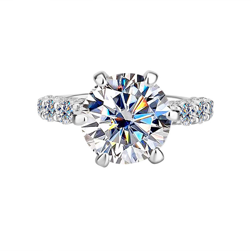 S925Silver Luxury Inlaid Moissanite White Moonlight Ring Light Luxury Exquisite Fashion High-end Goddess Style Women's Ring Factory Wholesale