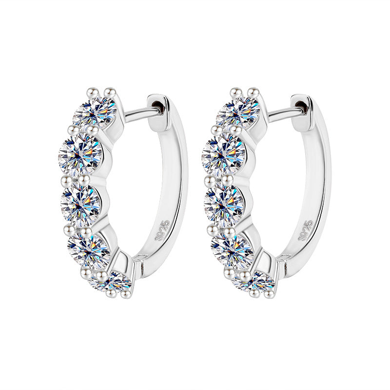 Cross-Border Europe and America S925Sterling Silver Moissanite Earrings D Genuine Color3Carat High-End Full Diamond Moissanite Earrings Wholesale