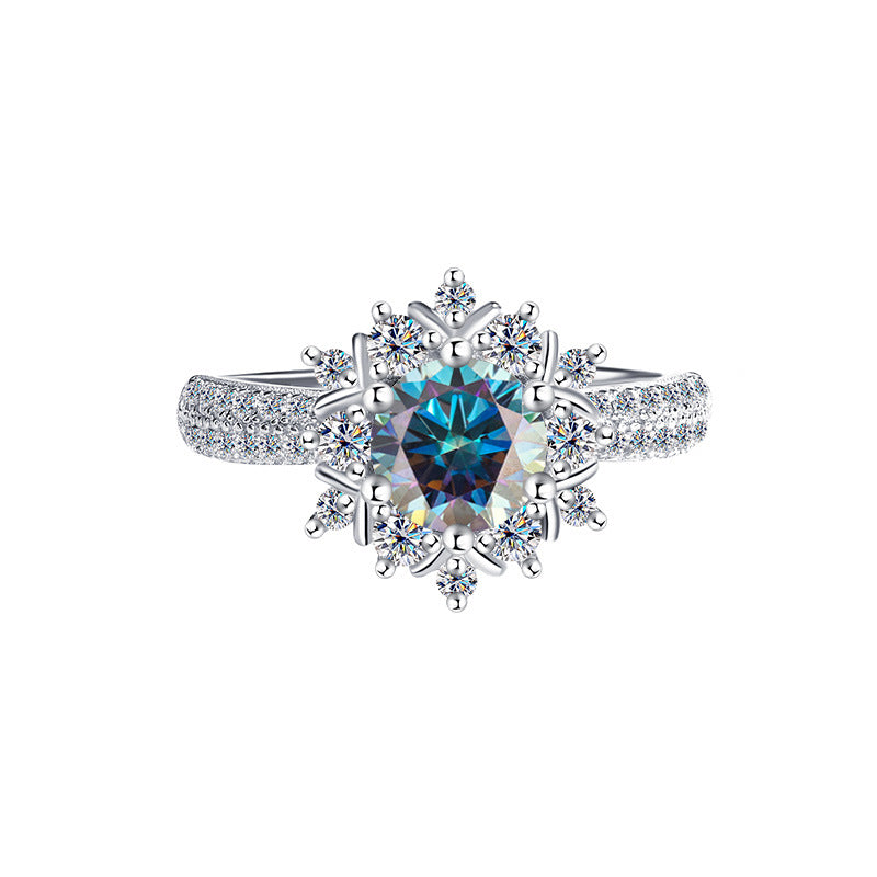 Cross-border new arrival S925Silver Moissanite Princess of First Snow1Carat Ring Female Wedding Gift Diamond Ring Spot Wholesale