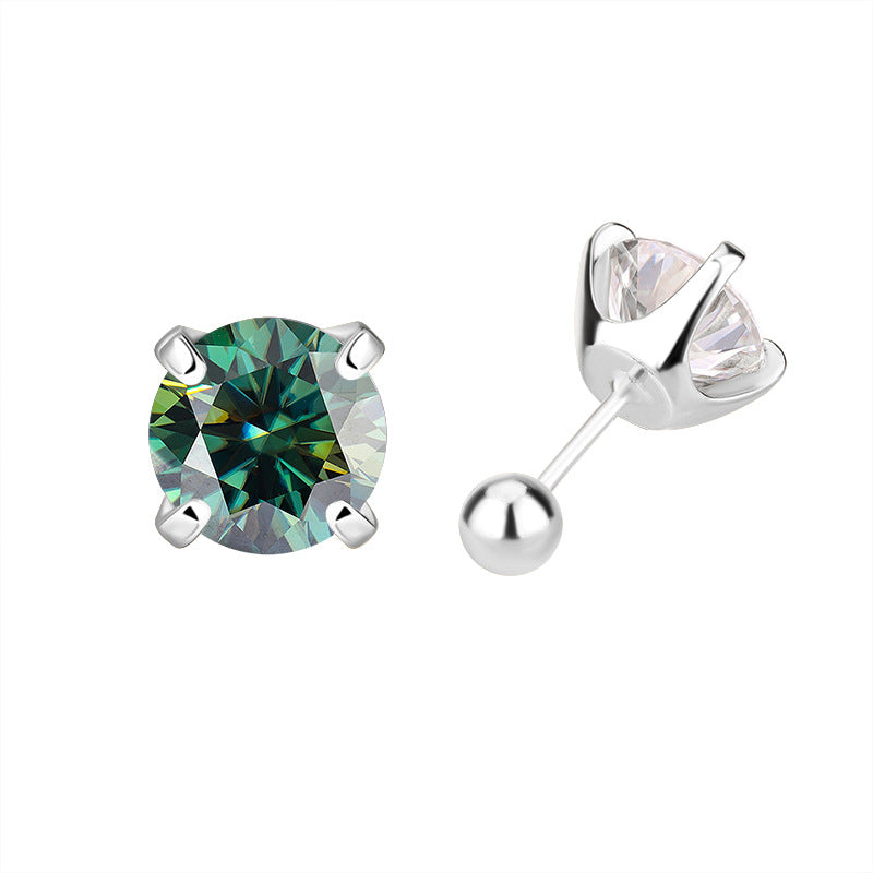 Exclusive for cross-border S925Sterling Silver Moissanite Earrings Four-Prong Screw Moissanite Stud Earrings Fashion Simple Earrings Wholesale