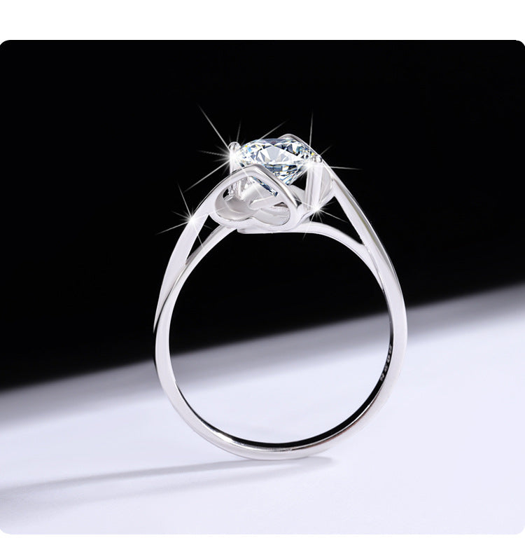 Factory direct sales925Sterling Silver Ring Female Angel Kiss Moissanite Heart to Heart Simulation Diamond Ring Live Wholesale
