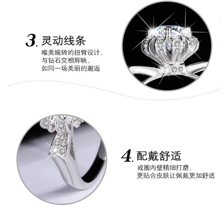 Sterling Silver Moissanite Cat Ear Flower Holding Couple Rings Pair Rings Real Diamond Diamond Ring Proposal Wedding Birthday Gift
