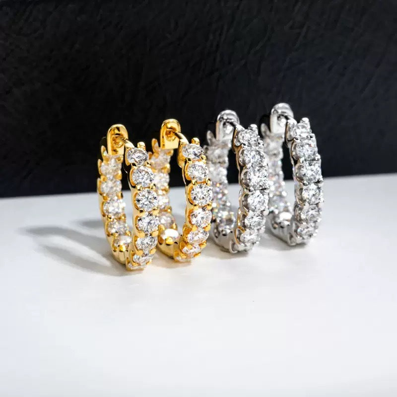 Europe and America S925Silver Moissanite Full Diamond Earrings High-end Fashion Bull Head Style Ear Clips Moissanite Stud Earrings Wholesale