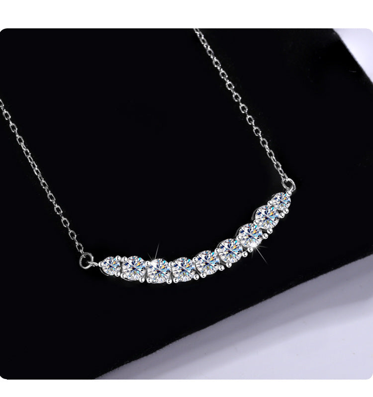 S925Silver Platinum Plated Moissanite Jewelry Pendant for Women Simple Smile Necklace2.4Clamoissanite Rainbow