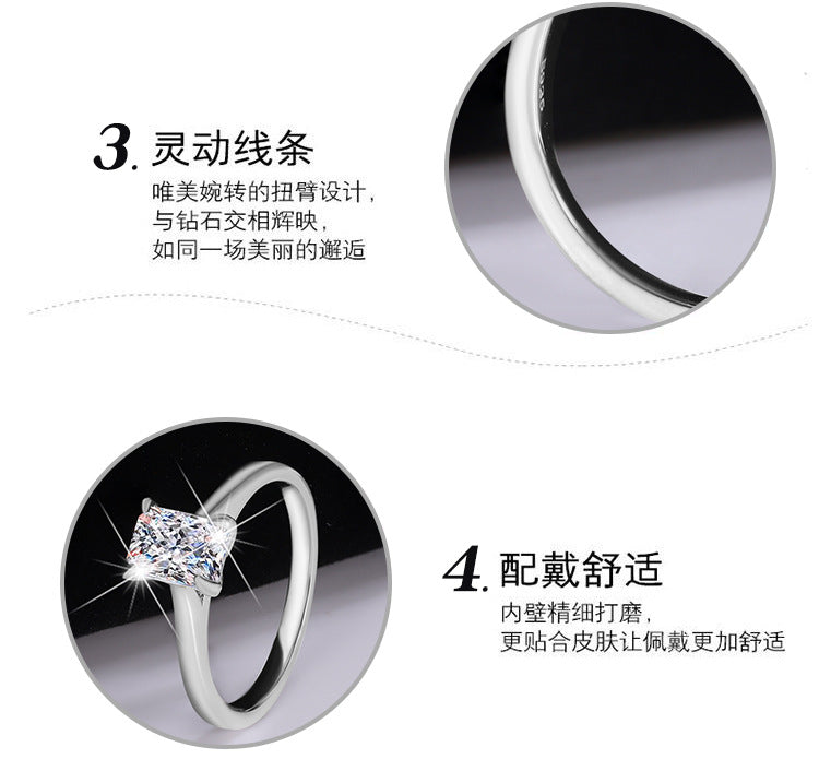 Aliexpress Hot Sale S925Pure Silver Moissanite Ring D Color1Clarety Cut Moissanite Ring Wholesale
