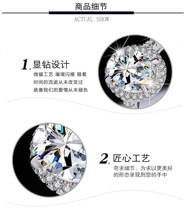 925Pure Silver Genuine Moissanite Diamond Ring2Carat Couple Rings Wedding Proposal Birthday Gift Rings for Girlfriend