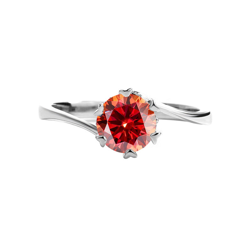 s925Sterling Silver Moissanite Ring Twisted Arm Snowflake Ring Six-Prong Classic Crown Moissanite Women's Ring Factory Direct Sale
