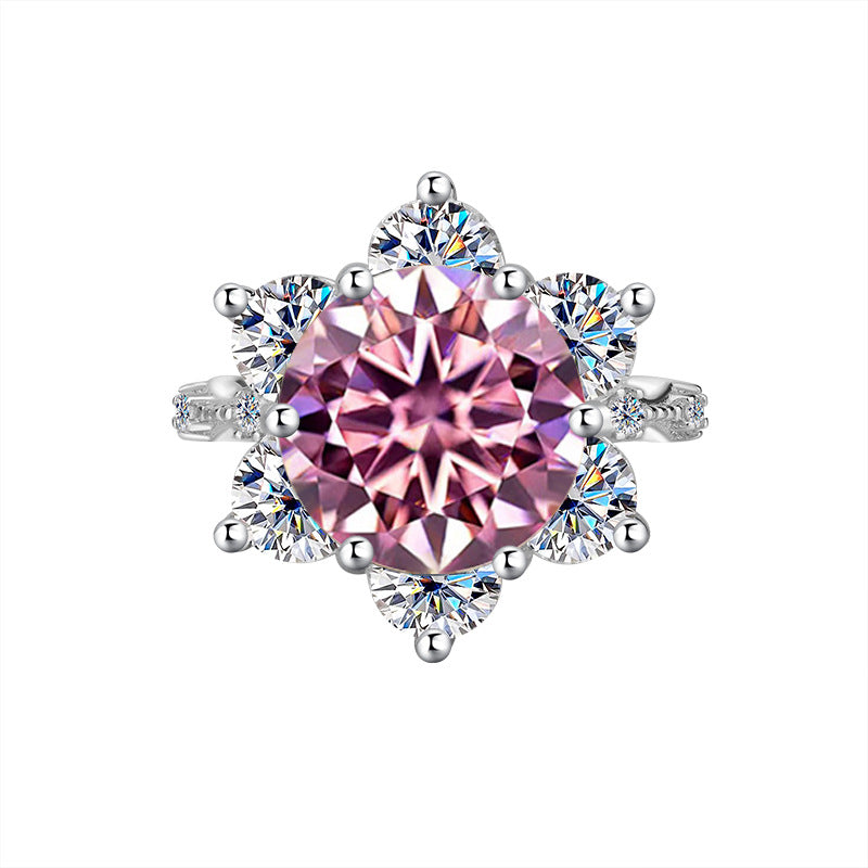 A4   S925Sterling Silver Ring Moissanite5Carat Crown Women's Ring Super Sparkling Pigeon Egg Wedding Ring Wholesale