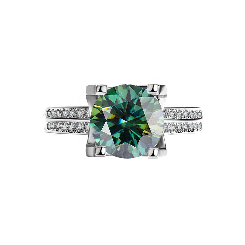 s925Silver Ring Bull Head3Claroissanite Diamond Ring for Women Double Row Diamond Ring Pigeon Egg Wedding Ring Live Streaming Exquisite