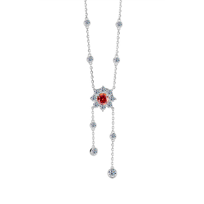 Cross-Border S925Pure Silver Tassel Bubble Rose Necklace for Women, Ultra Luxurious Design, Light Luxury Jewelry, Factory Wholesale