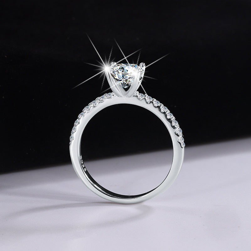 Exclusive for cross-border S925Silver Simple Four-Prong Moissanite High-End Fashion Birthday Gift Wedding Ring Factory Wholesale