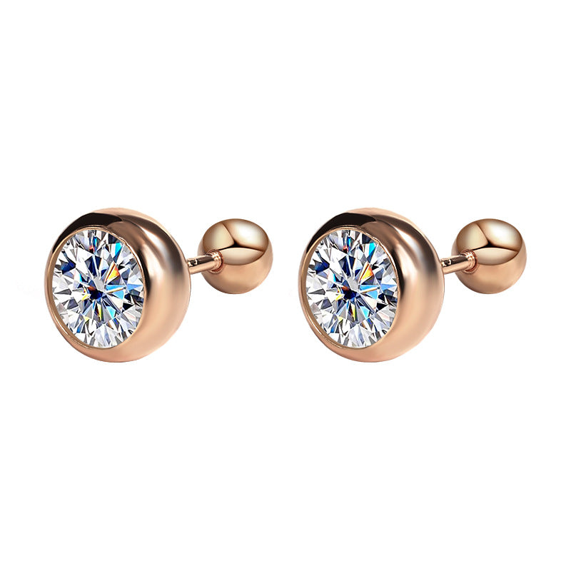 925Silver Moissanite Diamond Bubble Earrings for Women, Exquisite Super Sparkling Rose Gold Earrings, Elegant Fashionable High-end Earrings