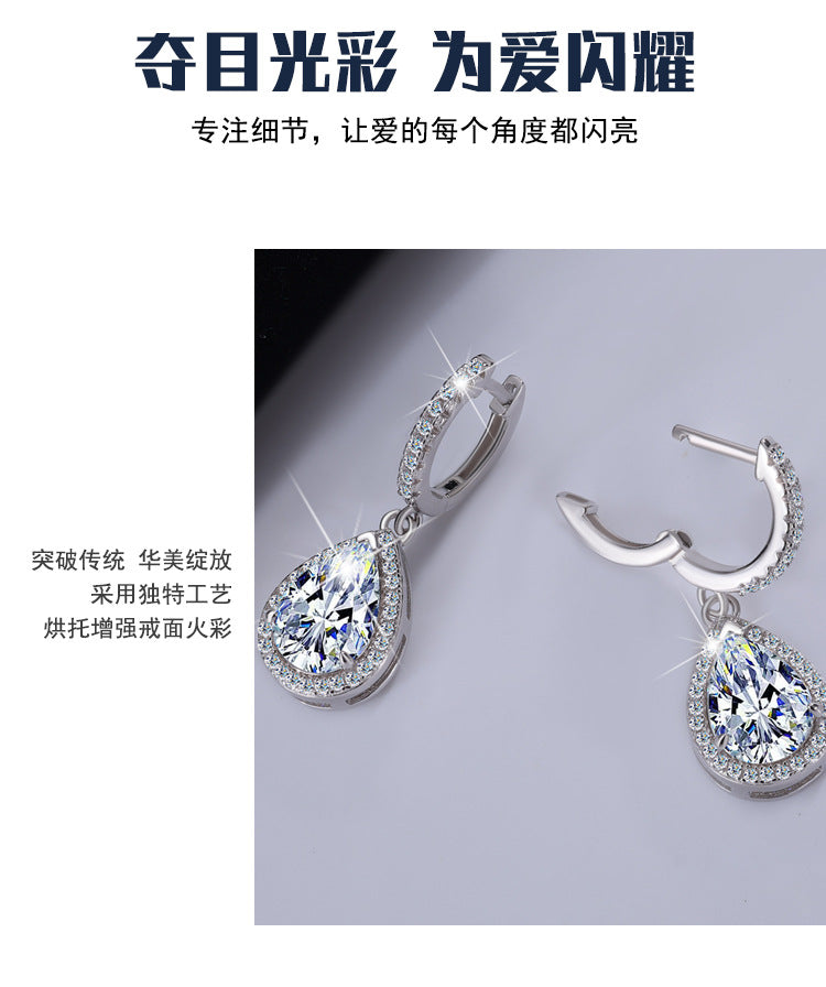 Cross-border wholesale Moissanite Earrings S925Sterling Silver Earrings Classic Premium Water Drop Pear Shape Earrings Moissanite Stud Earrings