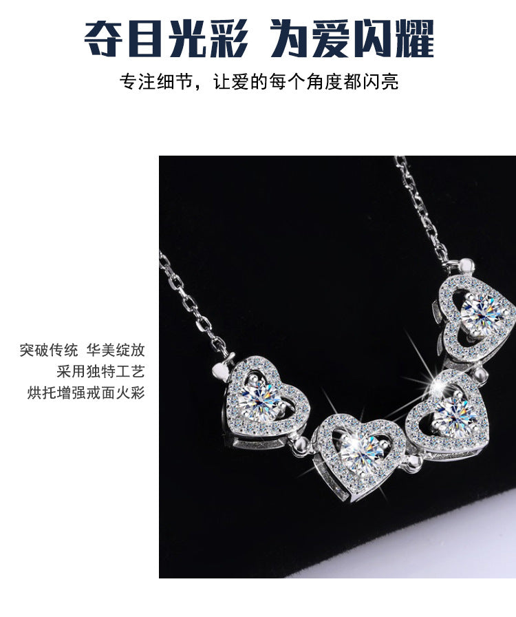 Cross-border Exclusive Pure Silver S925Four-leaf Clover Necklace for Women, Light Luxury Moissanite Diamond Collarbone Chain, Flower-shaped Pendant Wholesale
