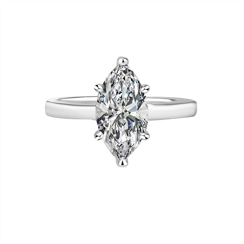 Cross-border hot selling S925Silver Moissanite Horse Eye Ring Classic Fashion High-end Moissanite Women's Ring Factory Wholesale