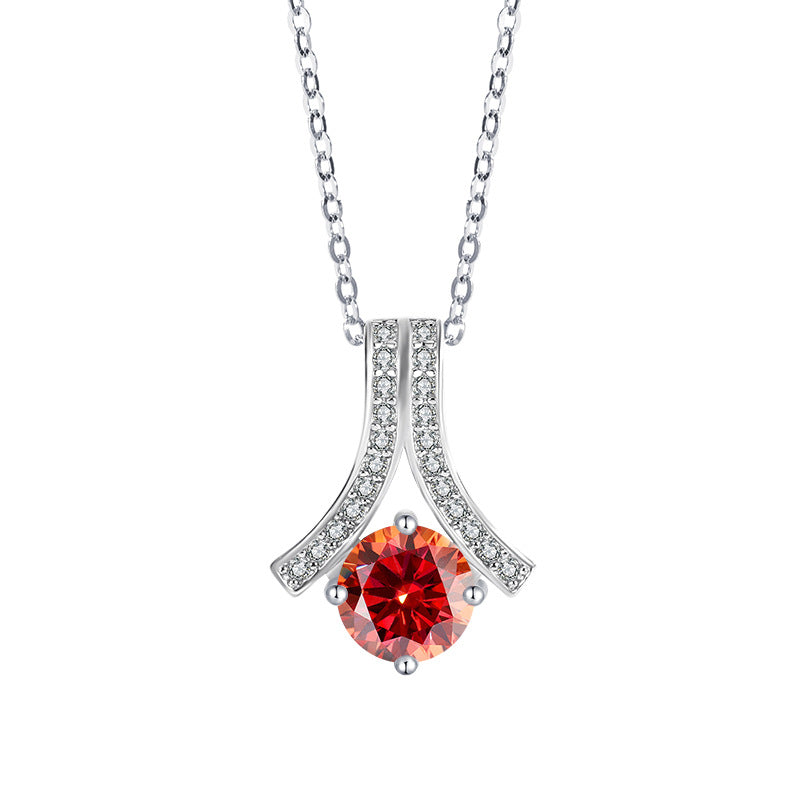 s925Sterling Silver Herringbone Necklace Silver Pendant Moissanite Women's Classic Jewelry Fashion Collarbone In Stock Wholesale