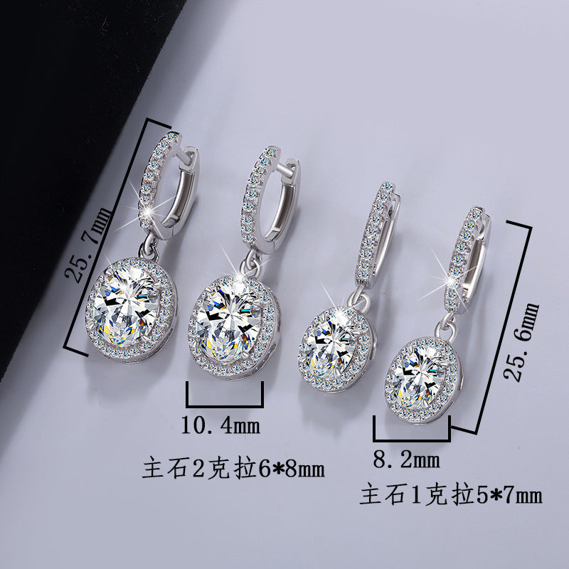 Moissanite S925Sterling Silver Classic Egg-Shaped Earrings Irregular Moissanite Stud Earrings Women Fashion High-End Ear Jewelry Wholesale
