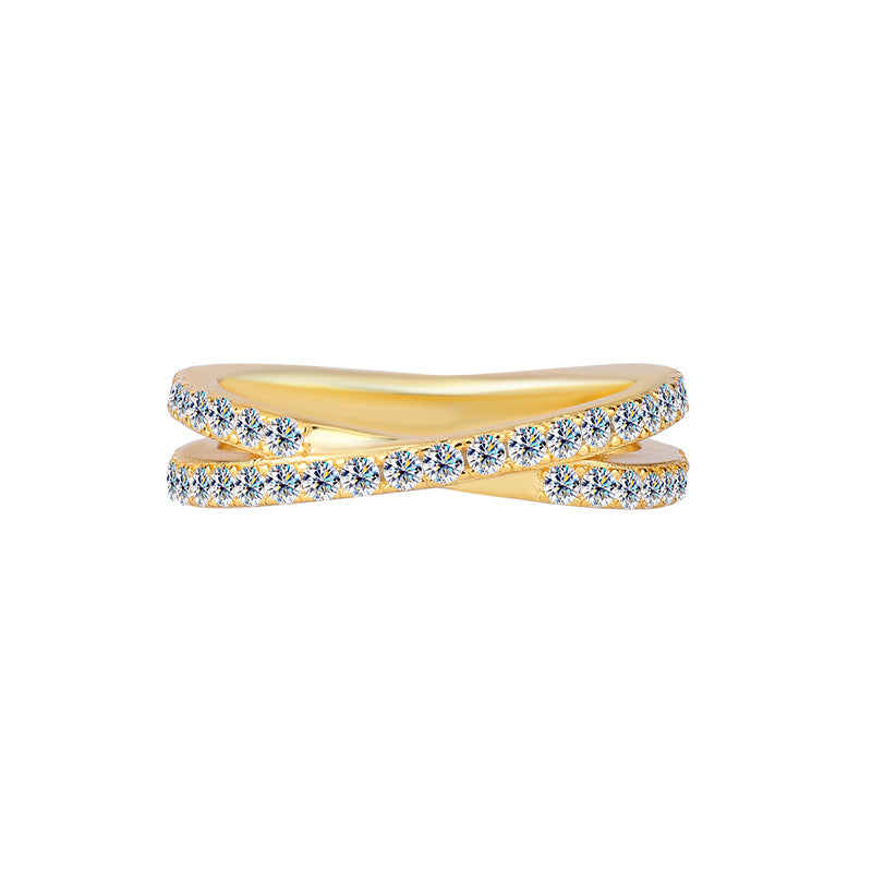 Cross-border Factory Wholesale S925Sterling Silver Cross Ring Moissanite Double Stacked Ring Simple High-end Ring Jewelry