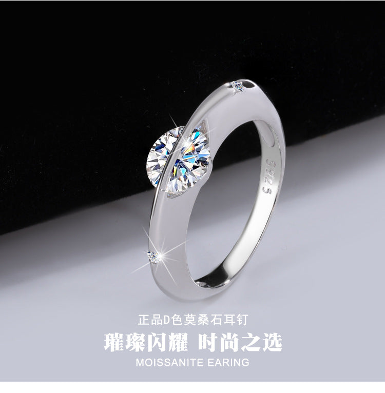 Cross-border hot selling S925Sterling Silver Moissanite Sparkling Planet Surrounding Rotating High-end Women's Ring Factory Wholesale