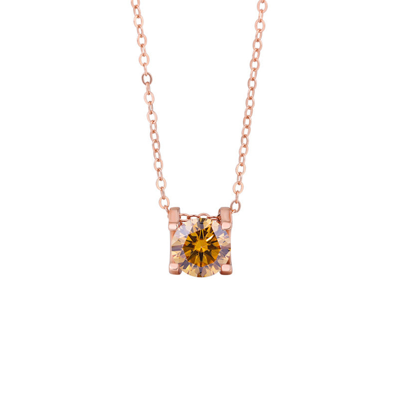 s925Sterling Silver Colorful Moissanite Diamond Bull Head Necklace for Women Classic Pendant Women's Fashion Hot Sale Clavicle Chain Wholesale