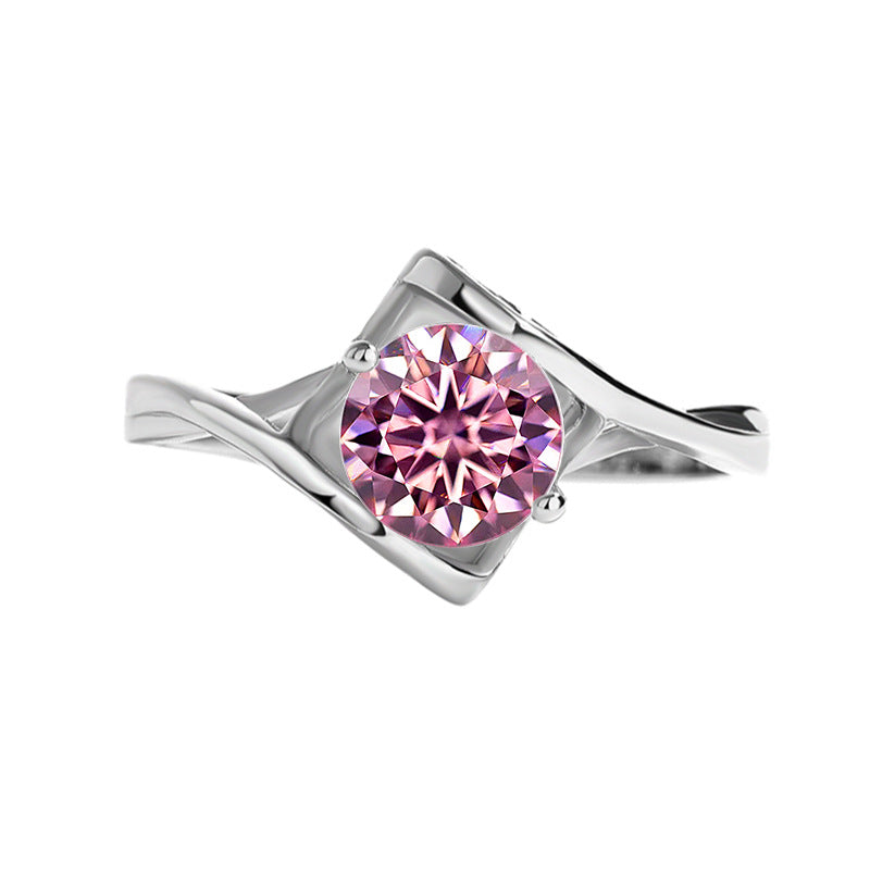 Factory direct sales925Sterling Silver Ring Female Angel Kiss Moissanite Heart to Heart Simulation Diamond Ring Live Wholesale