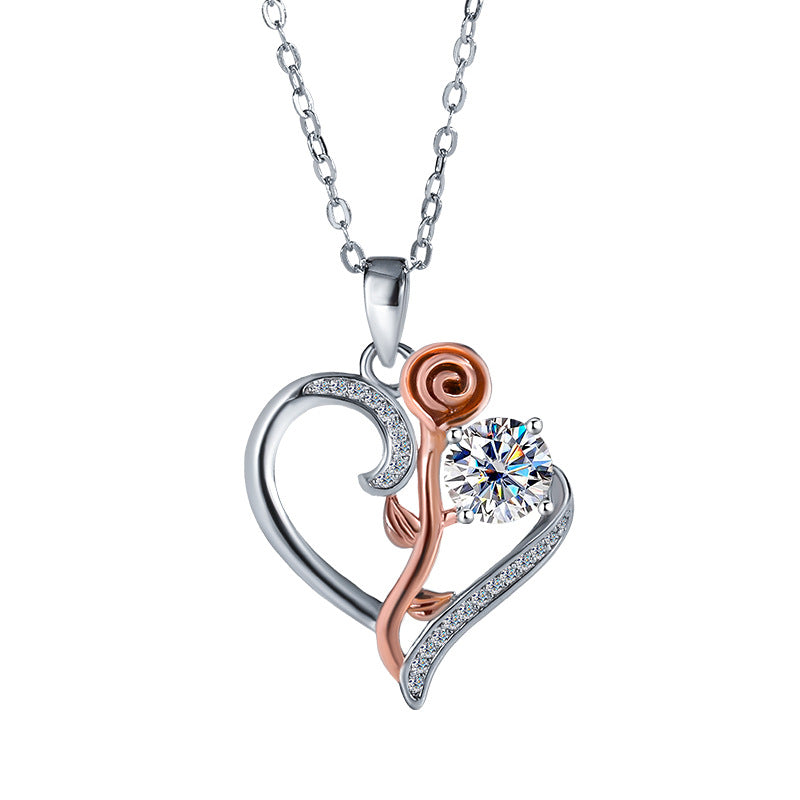 Exclusive for cross-border S925Sterling Silver Only Love You Necklace for Women Moissanite Diamond Pendant Qixi Valentine's Day Collarbone Chain