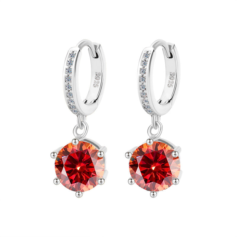 Exclusively for Europe and America S925Silver Classic Six-Prong Moissanite Earrings Moissanite Diamond Earrings for Women Versatile High-End Ear Clips Wholesale