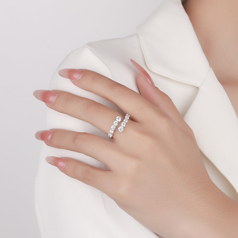 Cross-border new arrival S925Silver Moissanite Starry Sky Shining Night Ring Female fashion Exquisite ins High-end Manufacturer Direct Sale