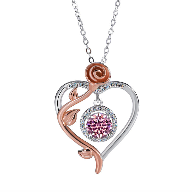 Cross-Border Europe and America S925Sterling Silver Beating Heart Clavicle Chain Necklace for Women Simple High-end Pendant Jewelry Wholesale Accessories
