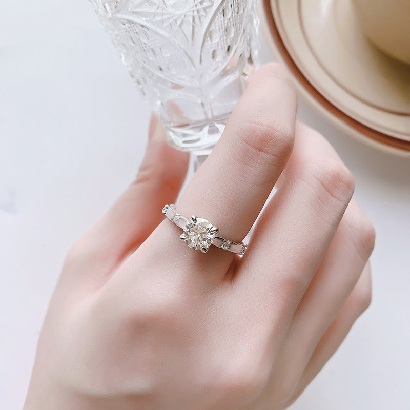 Exclusive for cross-border S925Pure Silver Moissanite Sun Never Sets Women's Diamond Ring Fashion Light Luxury Style Women's Wedding Ring Wholesale