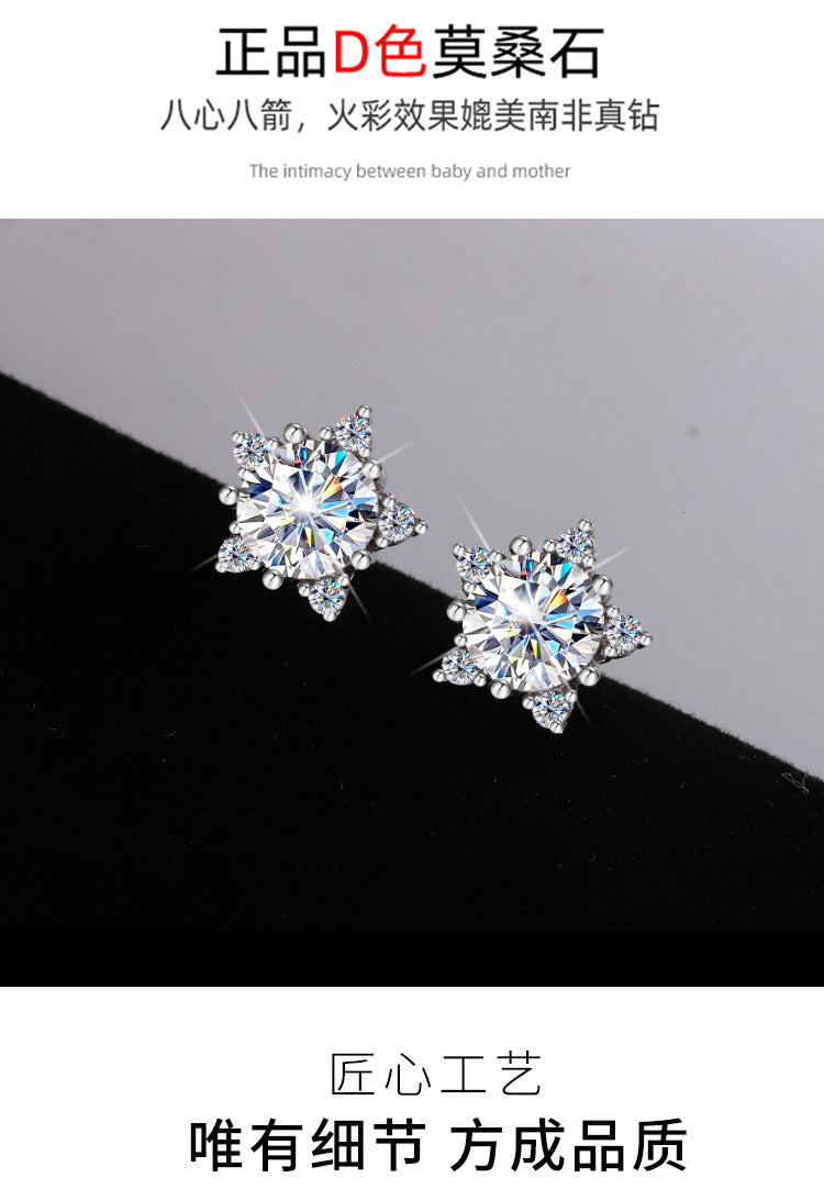 S925Sterling Silver Five-Pointed Star Moissanite Earrings High-End Fashion Versatile Sweet Moissanite Earrings for Women Cross-Border Source